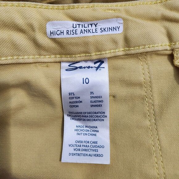 Seven7 Women 10 Yellow Utility Mid Rise Ankle Skinny Jeans - Picture 8 of 13